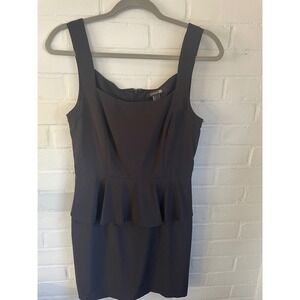 Forever 21 Black Sleeveless Square Neck Peplum Sheath Dress Size S